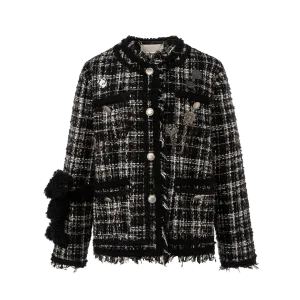 13DE MARZO Badge Punk Tweed Coat
