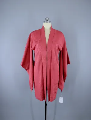 1940s Vintage Silk Haori Kimono Jacket / Dark Mauve Pink