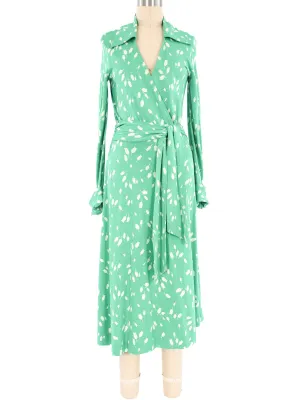 1970s Diane von Furstenberg Tulip Print Wrap Dress