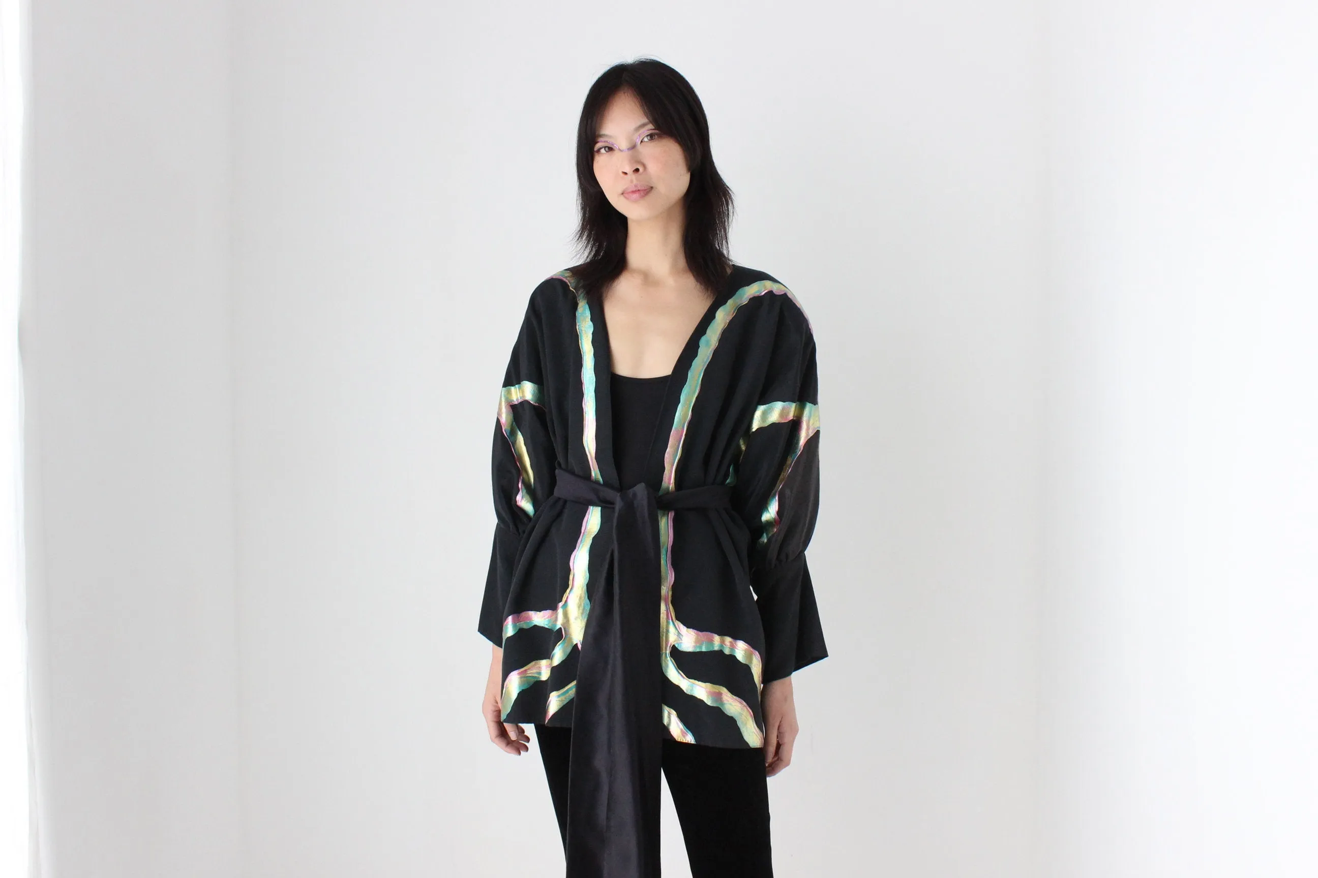 80s Collectible Terry & Toni Hand Painted Batwing Cocoon Kimono Jacket