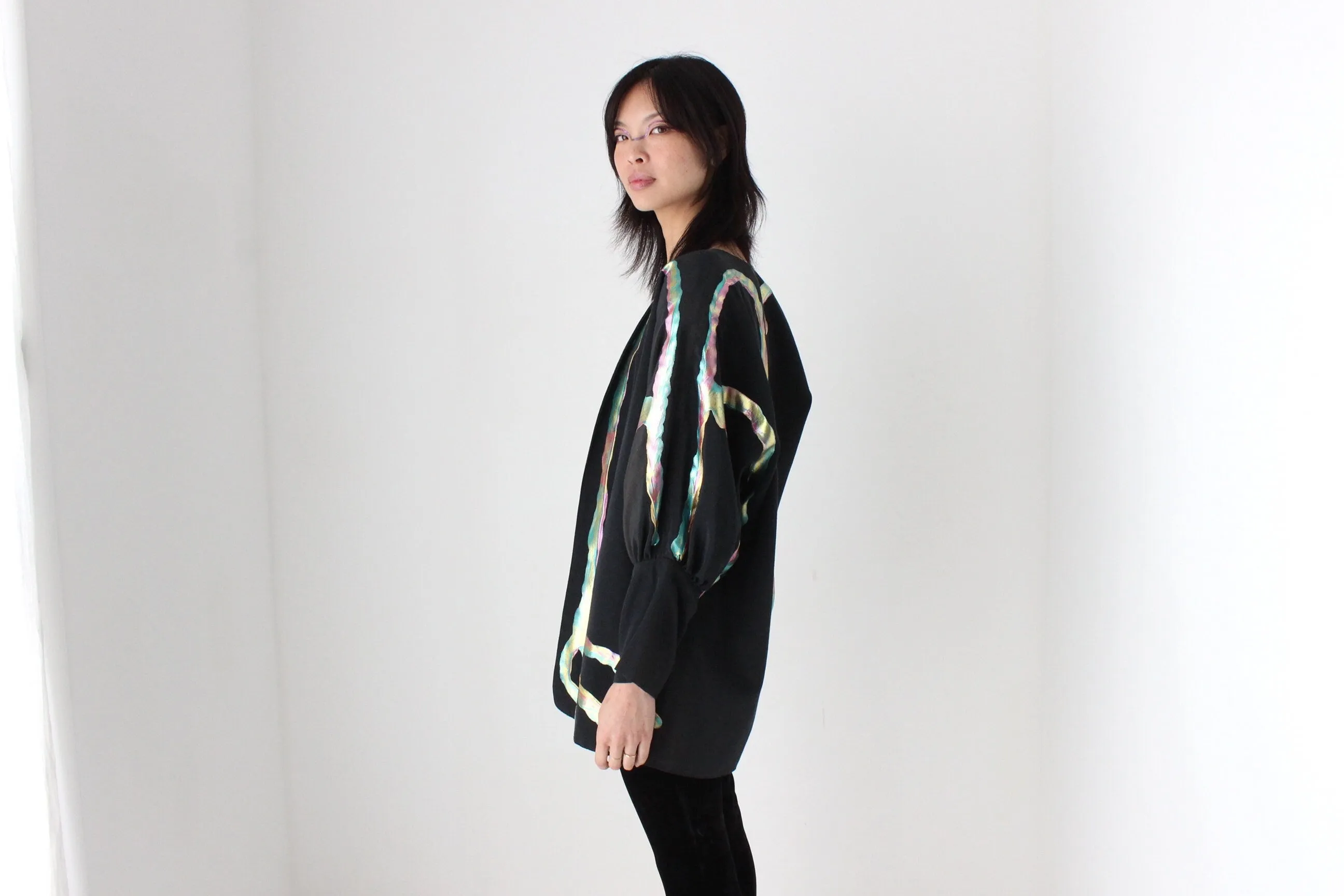 80s Collectible Terry & Toni Hand Painted Batwing Cocoon Kimono Jacket
