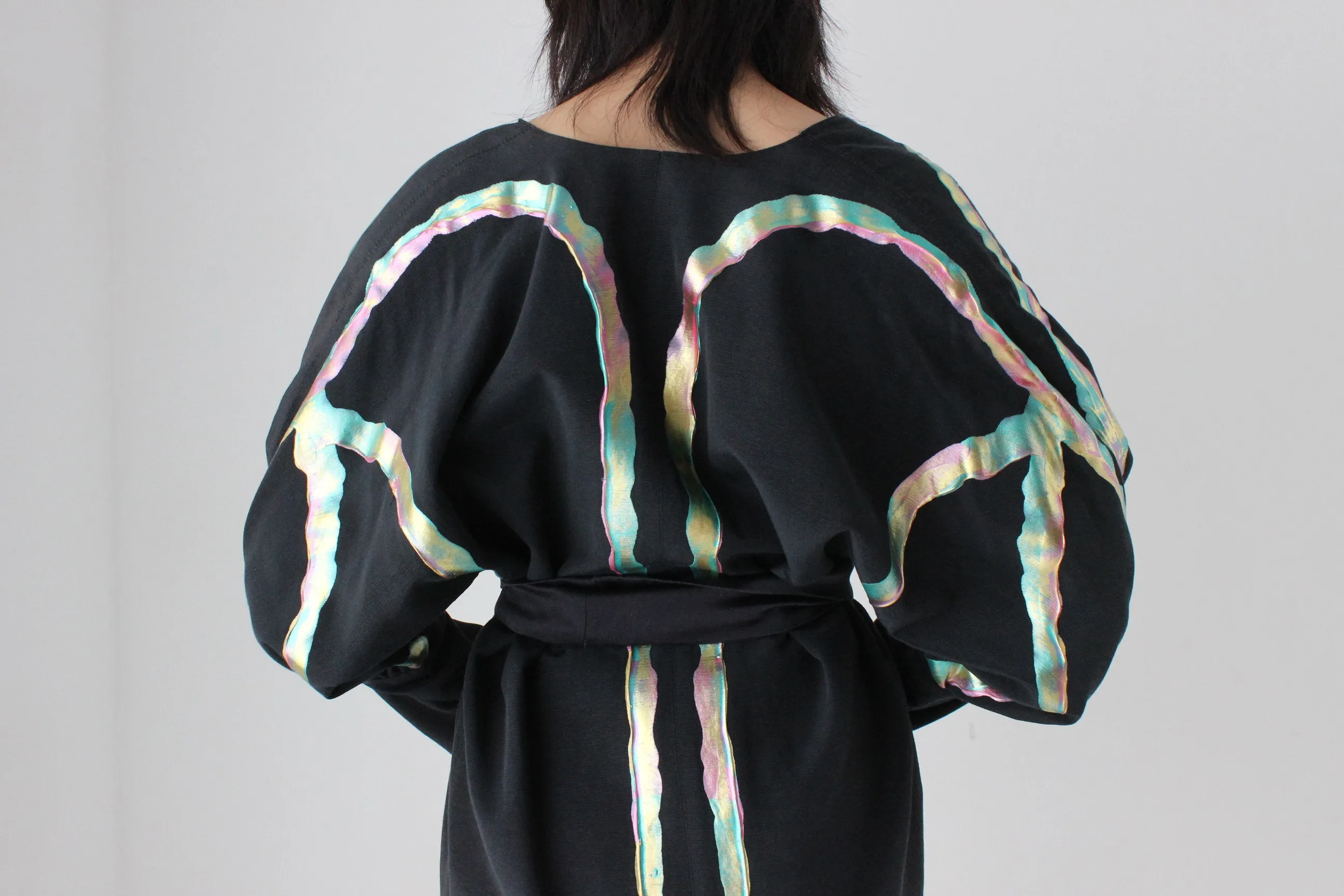 80s Collectible Terry & Toni Hand Painted Batwing Cocoon Kimono Jacket