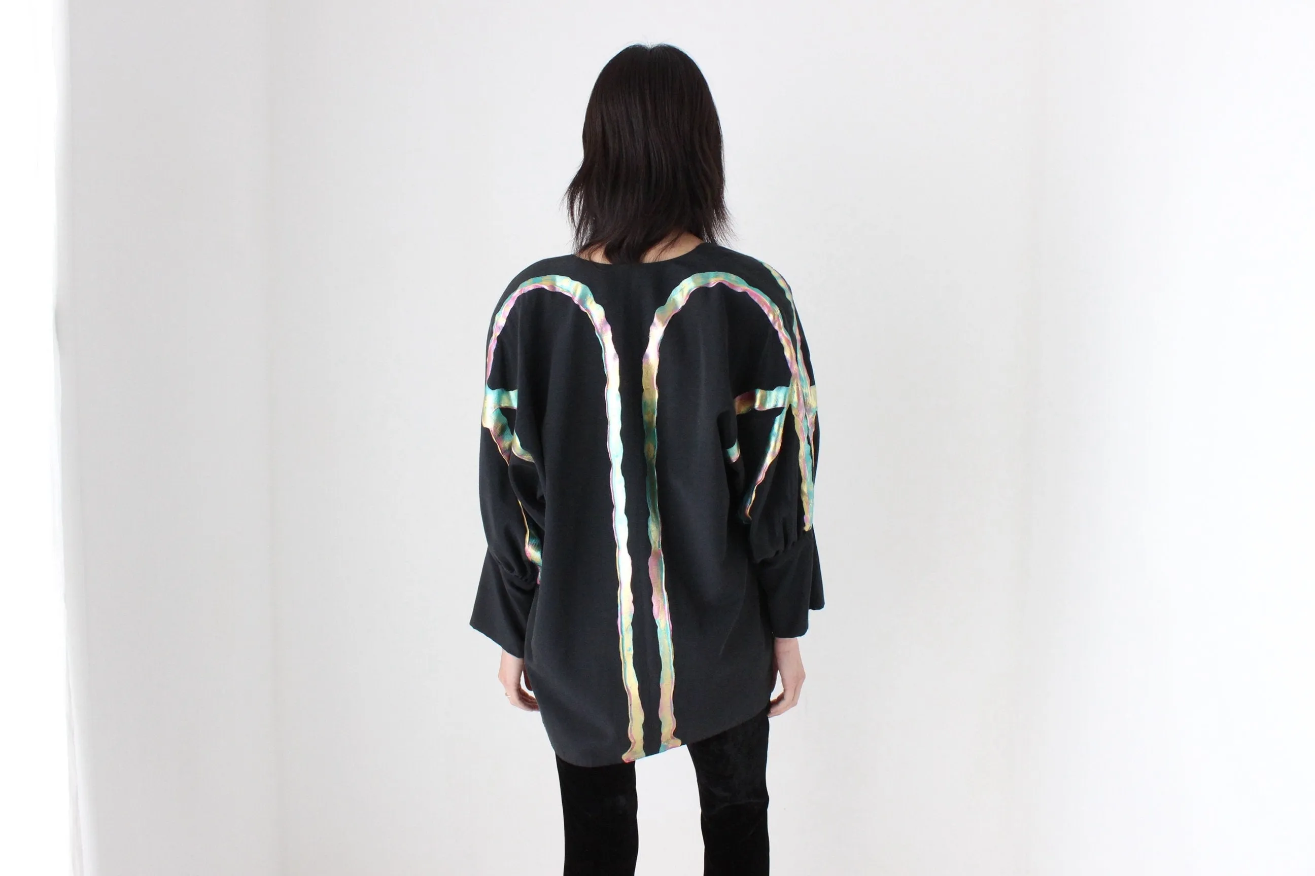 80s Collectible Terry & Toni Hand Painted Batwing Cocoon Kimono Jacket
