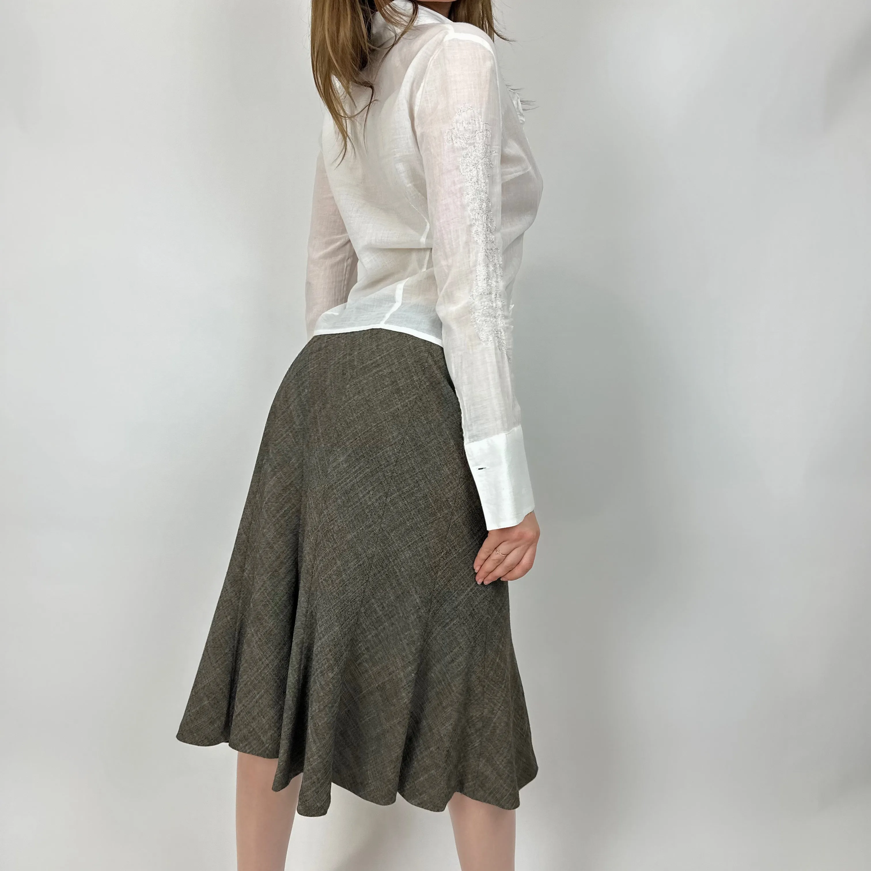 90's Paneled Flare Midi Skirt (S)