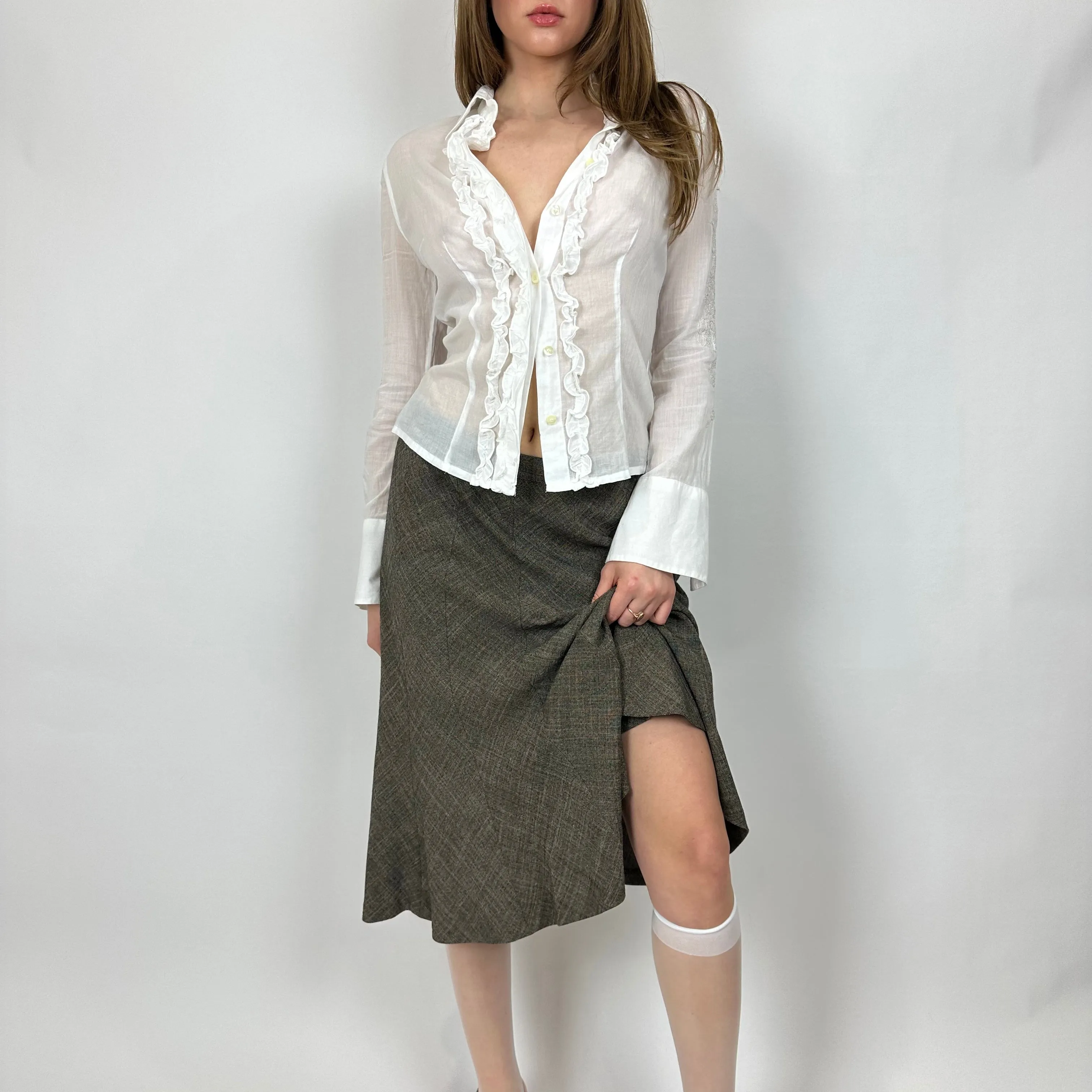 90's Paneled Flare Midi Skirt (S)