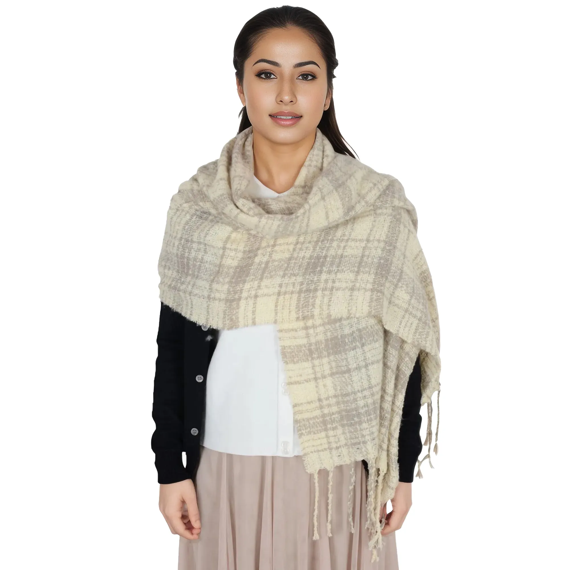 Anna-Kaci Plaid Winter Scarf Fringed Soft Warm Wrap Shawl Scarf for Women 23.6 x 70.9 inch