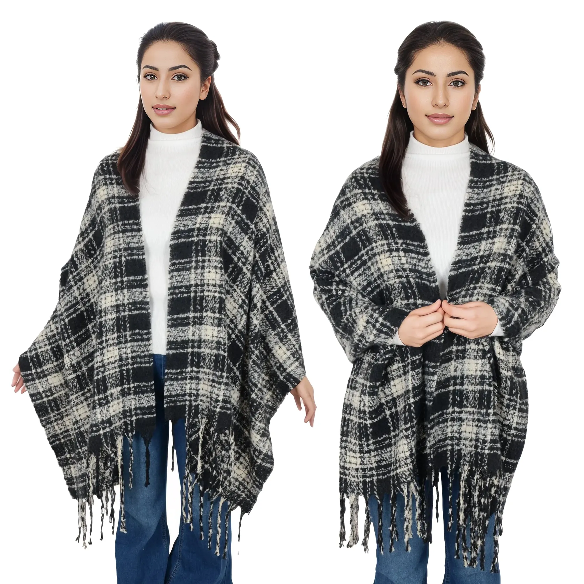 Anna-Kaci Plaid Winter Scarf Fringed Soft Warm Wrap Shawl Scarf for Women 23.6 x 70.9 inch