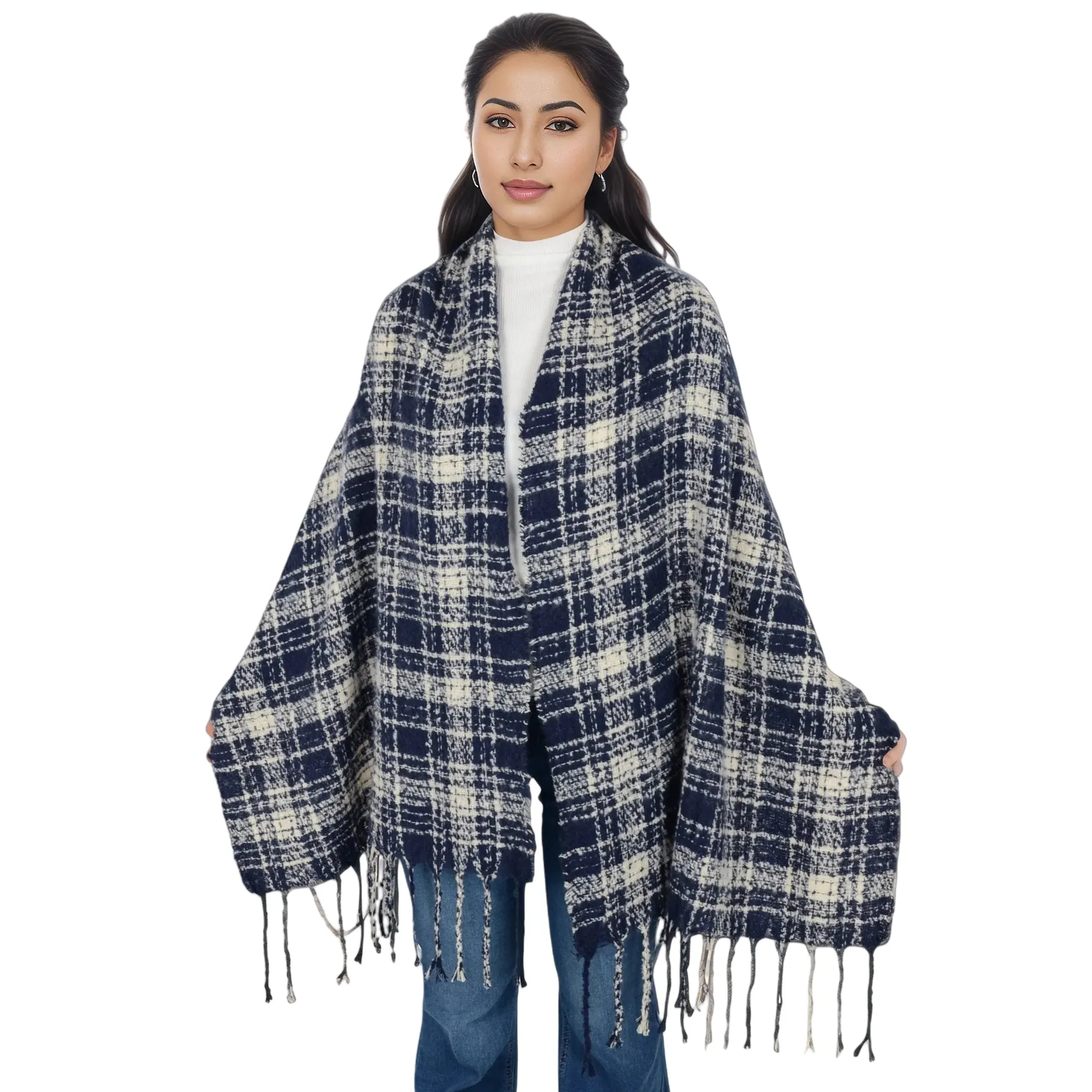 Anna-Kaci Plaid Winter Scarf Fringed Soft Warm Wrap Shawl Scarf for Women 23.6 x 70.9 inch