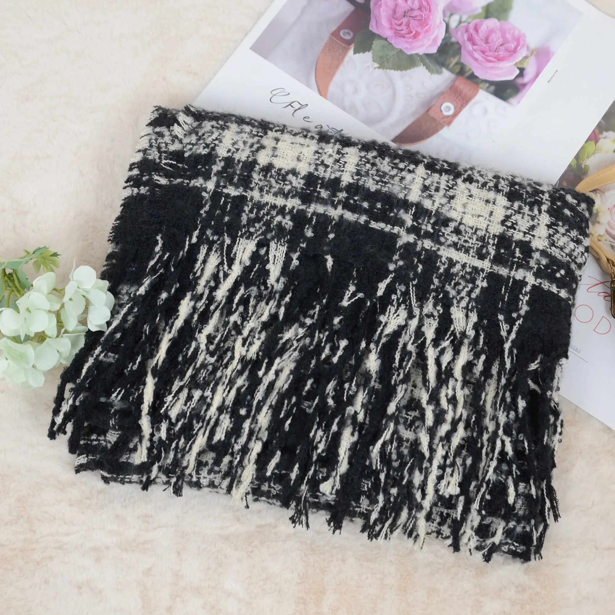Anna-Kaci Plaid Winter Scarf Fringed Soft Warm Wrap Shawl Scarf for Women 23.6 x 70.9 inch