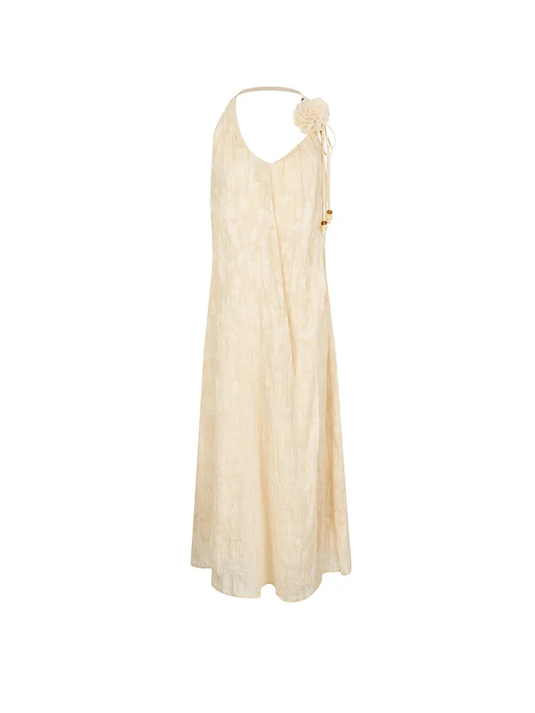 Back-Open Summer Natural Long Wrap Dress