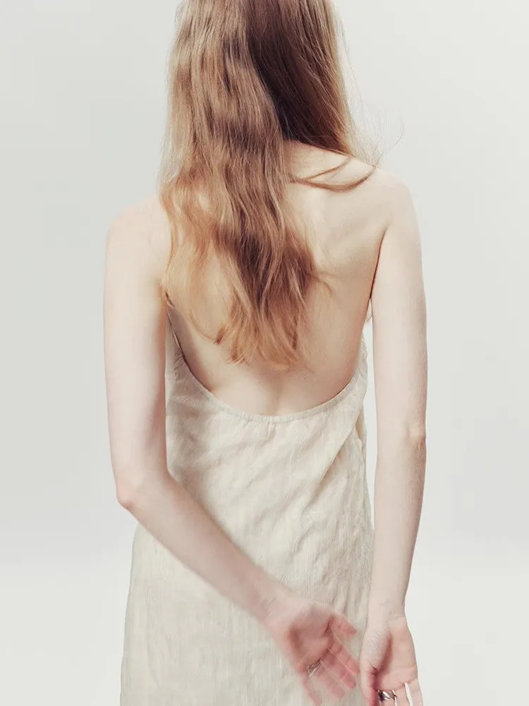 Back-Open Summer Natural Long Wrap Dress