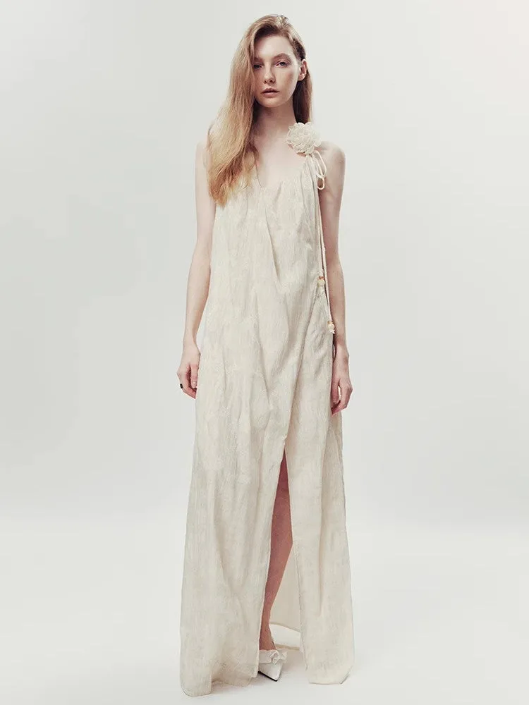 Back-Open Summer Natural Long Wrap Dress