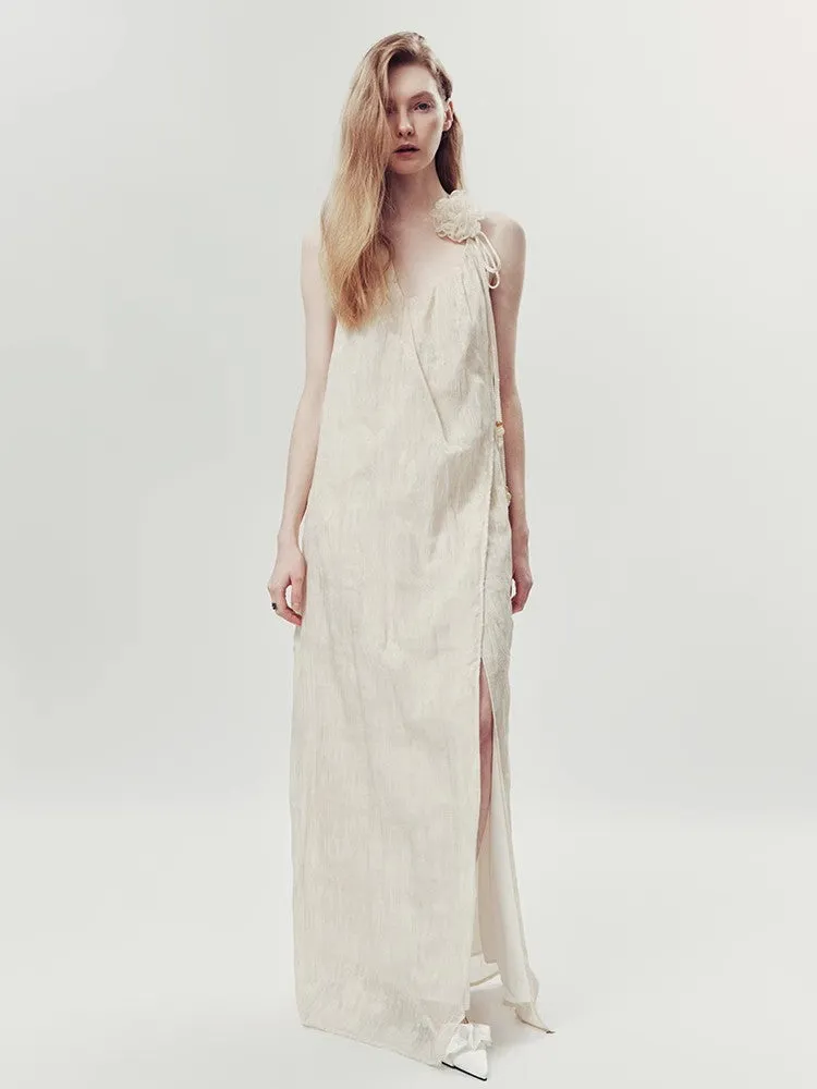 Back-Open Summer Natural Long Wrap Dress
