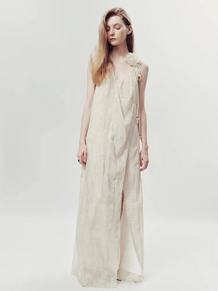 Back-Open Summer Natural Long Wrap Dress
