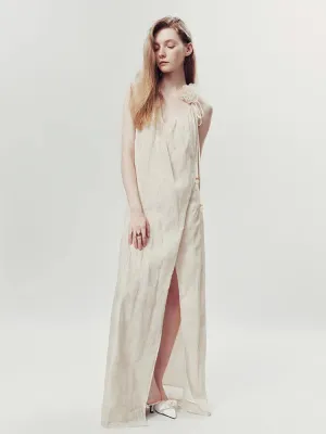 Back-Open Summer Natural Long Wrap Dress