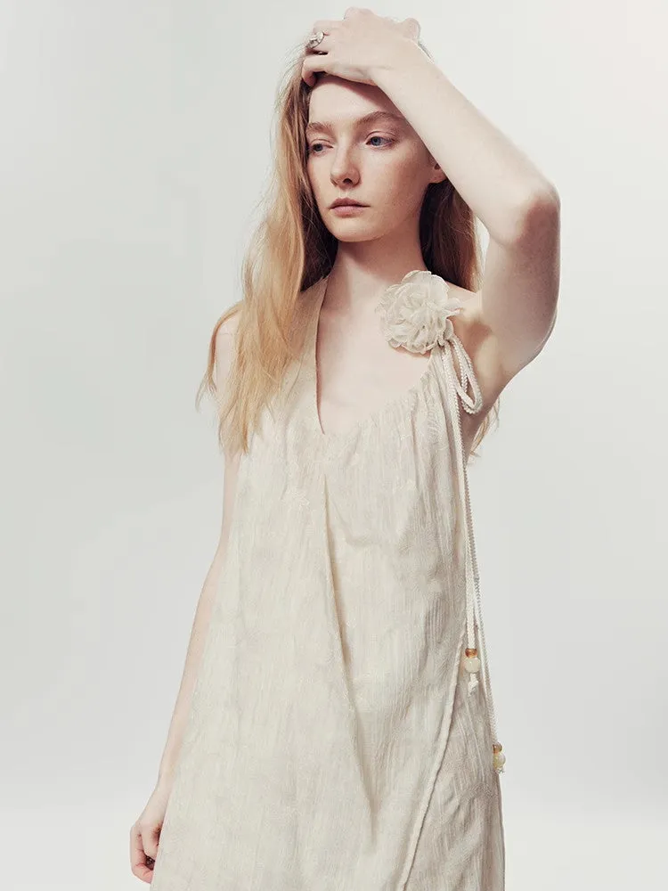 Back-Open Summer Natural Long Wrap Dress