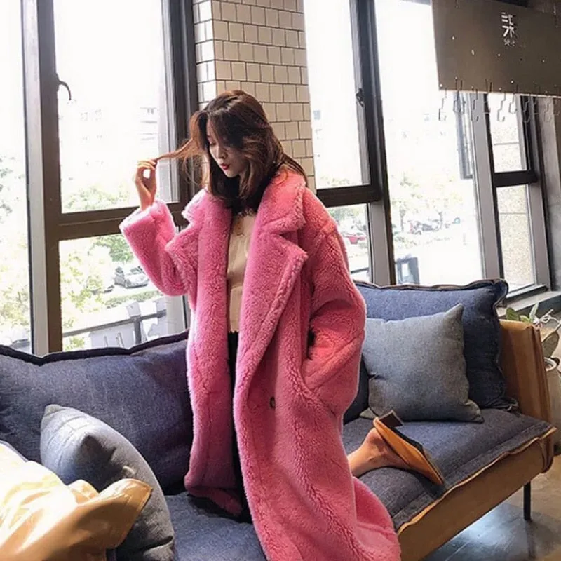 Bella Chic Women Faux Fur Coat, Great Colors! Seriously Cool, Warm Long Coat Thick Teddy Bear Coat