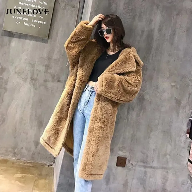 Bella Chic Women Faux Fur Coat, Great Colors! Seriously Cool, Warm Long Coat Thick Teddy Bear Coat