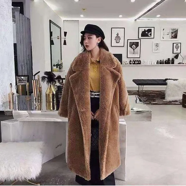 Bella Chic Women Faux Fur Coat, Great Colors! Seriously Cool, Warm Long Coat Thick Teddy Bear Coat