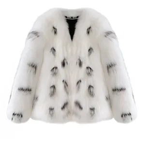 Black Spotted Faux Fur Coat
