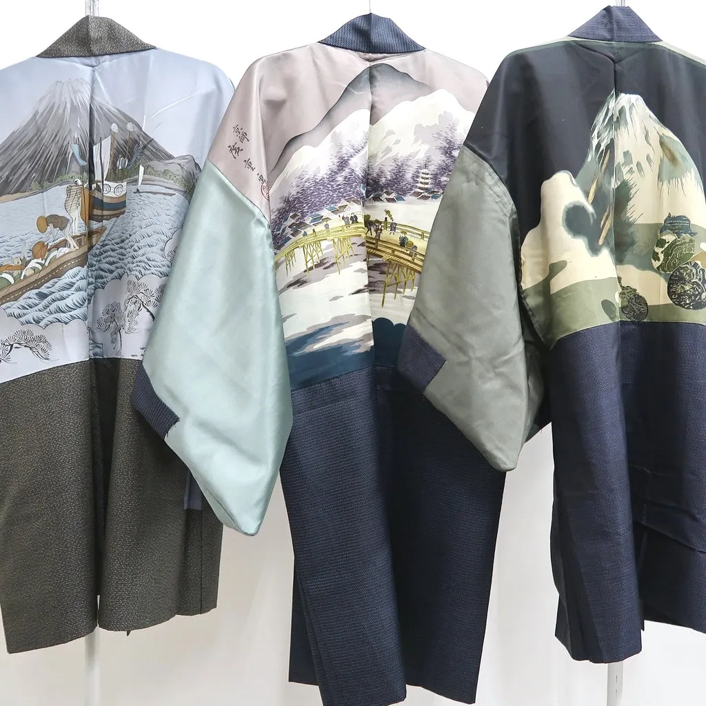 Bundle 12pcs Silk Vintage Men's Graphic Lining Haori Jacket Wholesale Bulk Free Shipping #521