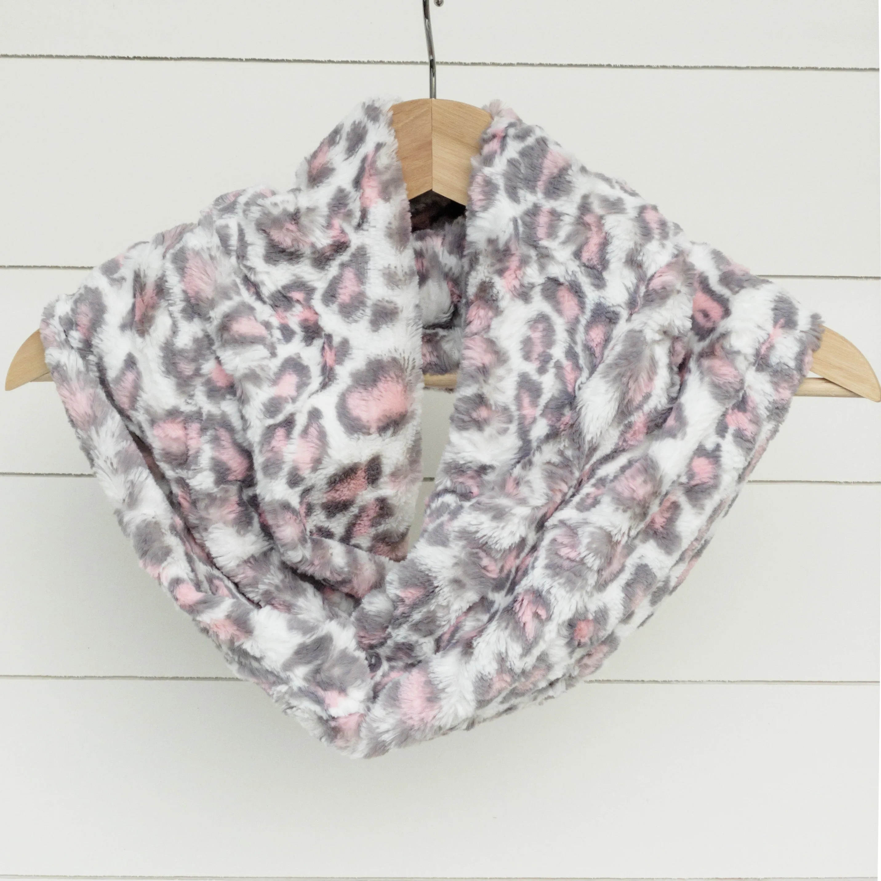 Chickadee Luxe Cuddle Infinity Scarf in Leopard Blush Minky