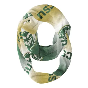 Colorado State Rams CSU All Over Logo Game Day Collegiate Women Ultra Soft Knit Infinity Scarf by Vive La Fete