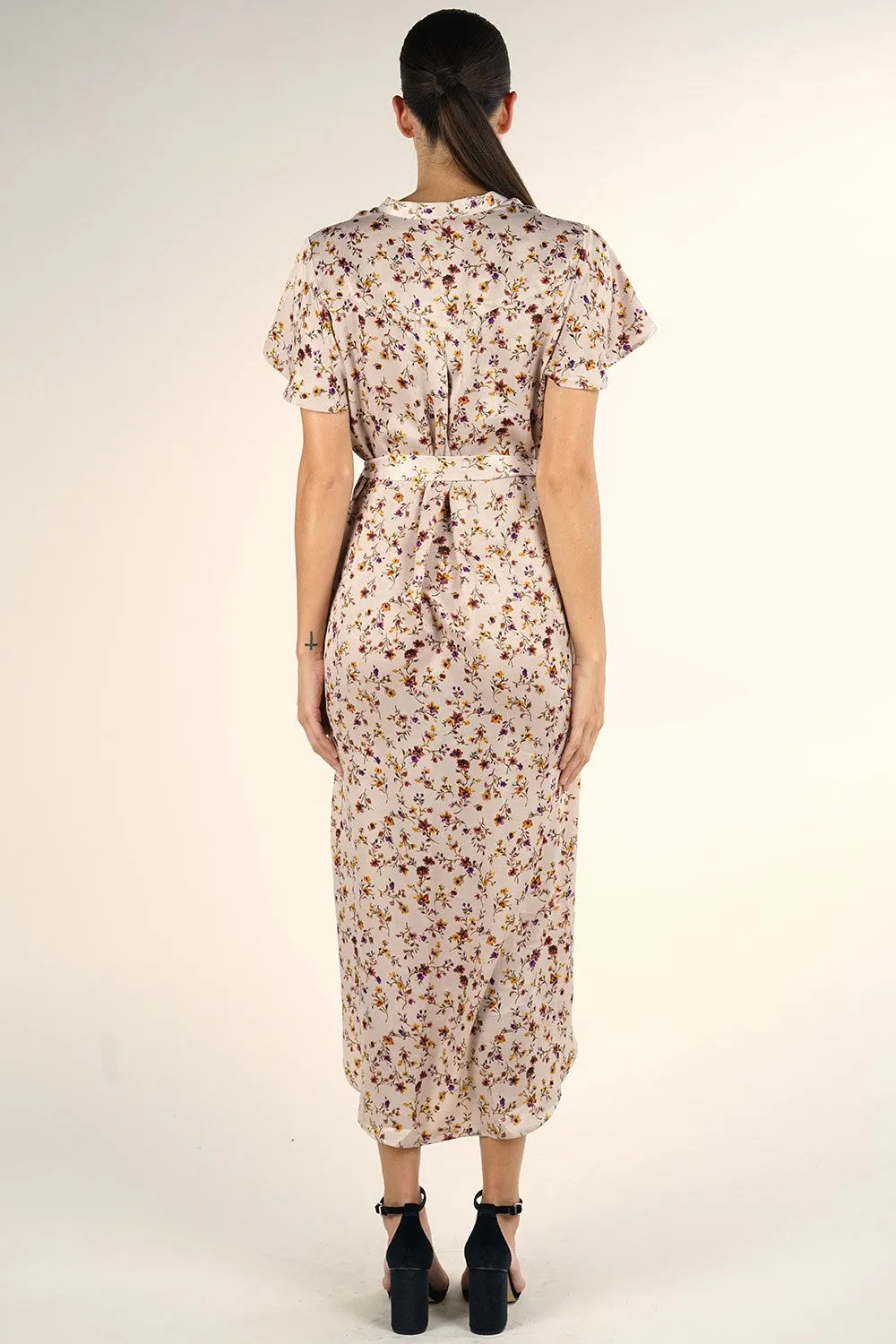 Dainty Floral Button Up Midi Dress