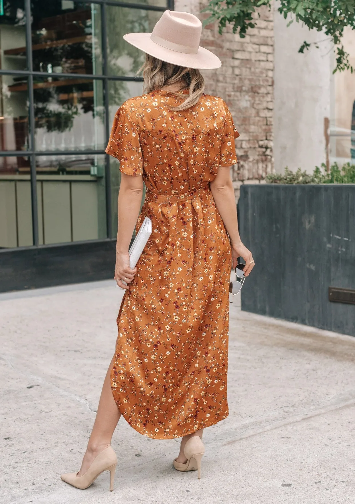 Dainty Floral Button Up Midi Dress