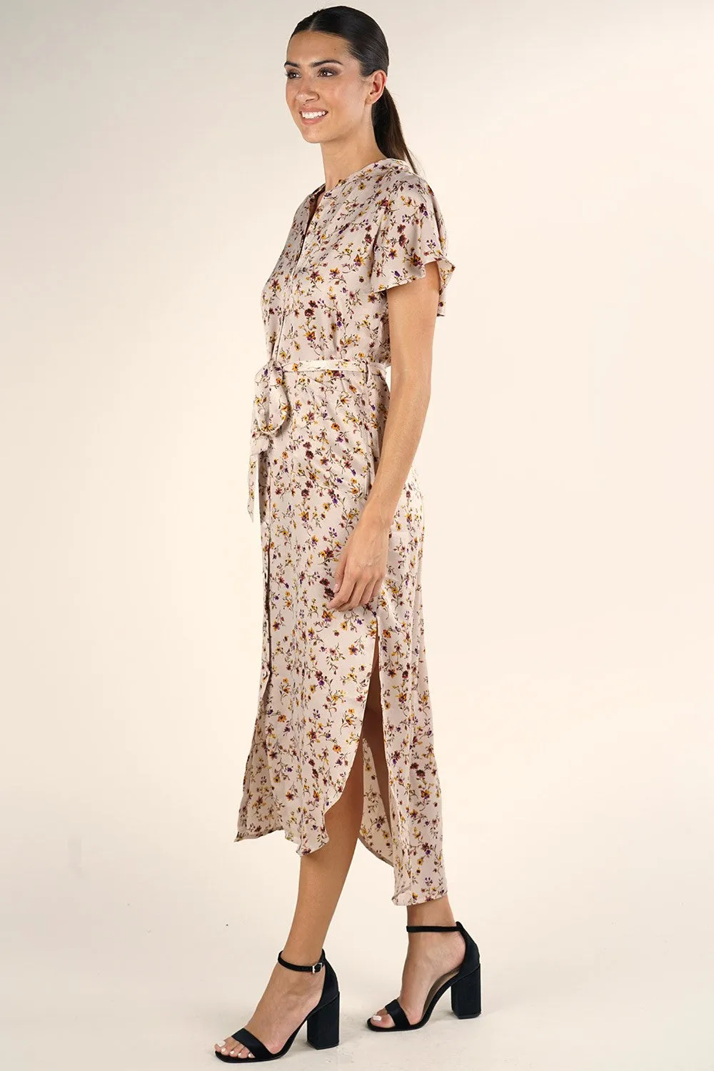 Dainty Floral Button Up Midi Dress