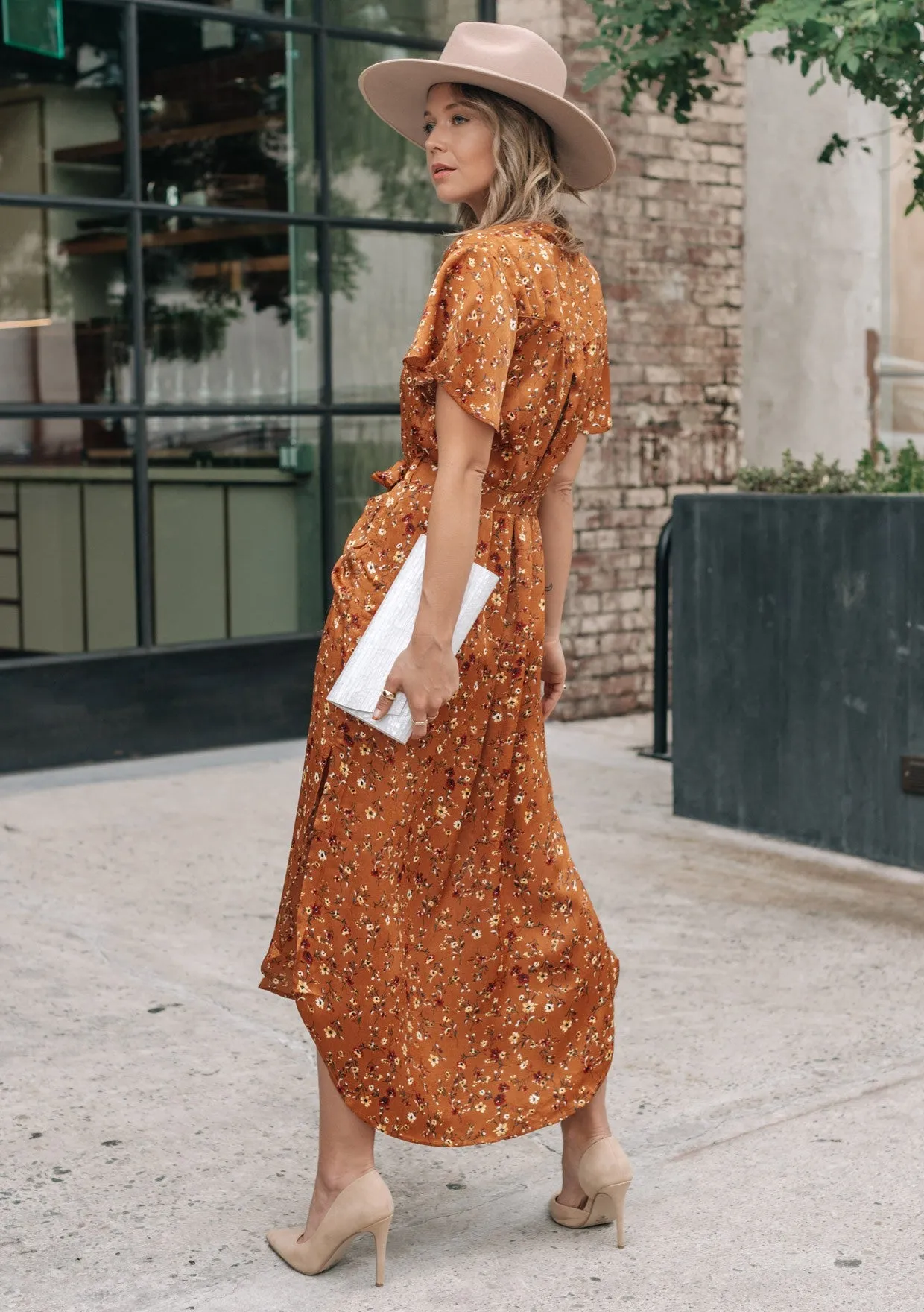 Dainty Floral Button Up Midi Dress
