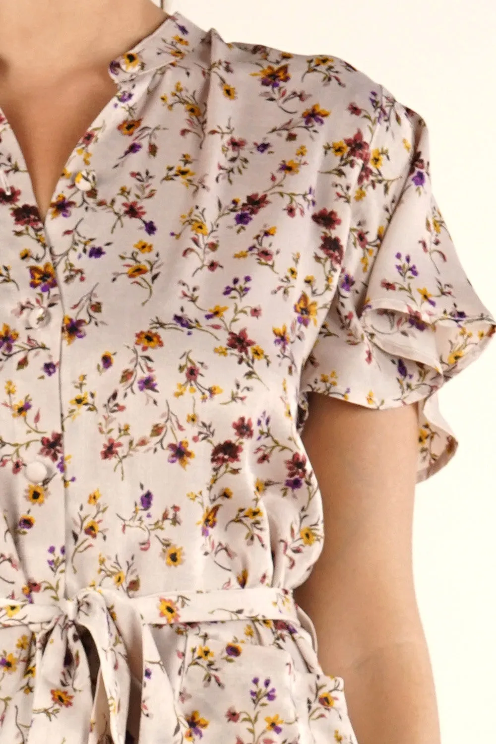 Dainty Floral Button Up Midi Dress