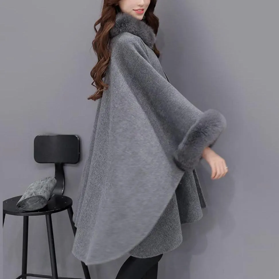 Fashion Woollen Outwear Fur Collar