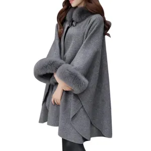 Fashion Woollen Outwear Fur Collar