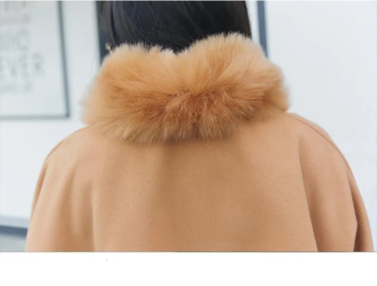 Fashion Woollen Outwear Fur Collar