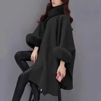 Fashion Woollen Outwear Fur Collar