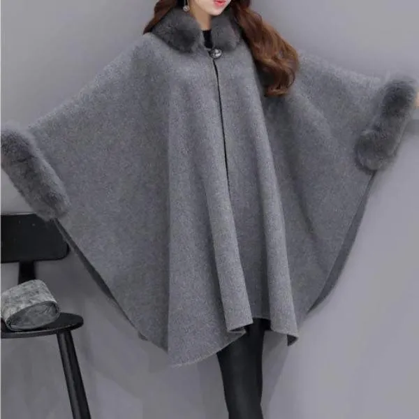 Fashion Woollen Outwear Fur Collar