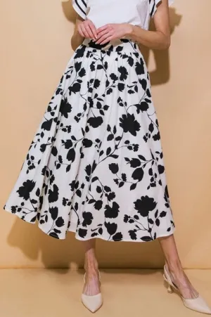 Floral Print Poplin Midi Skirt