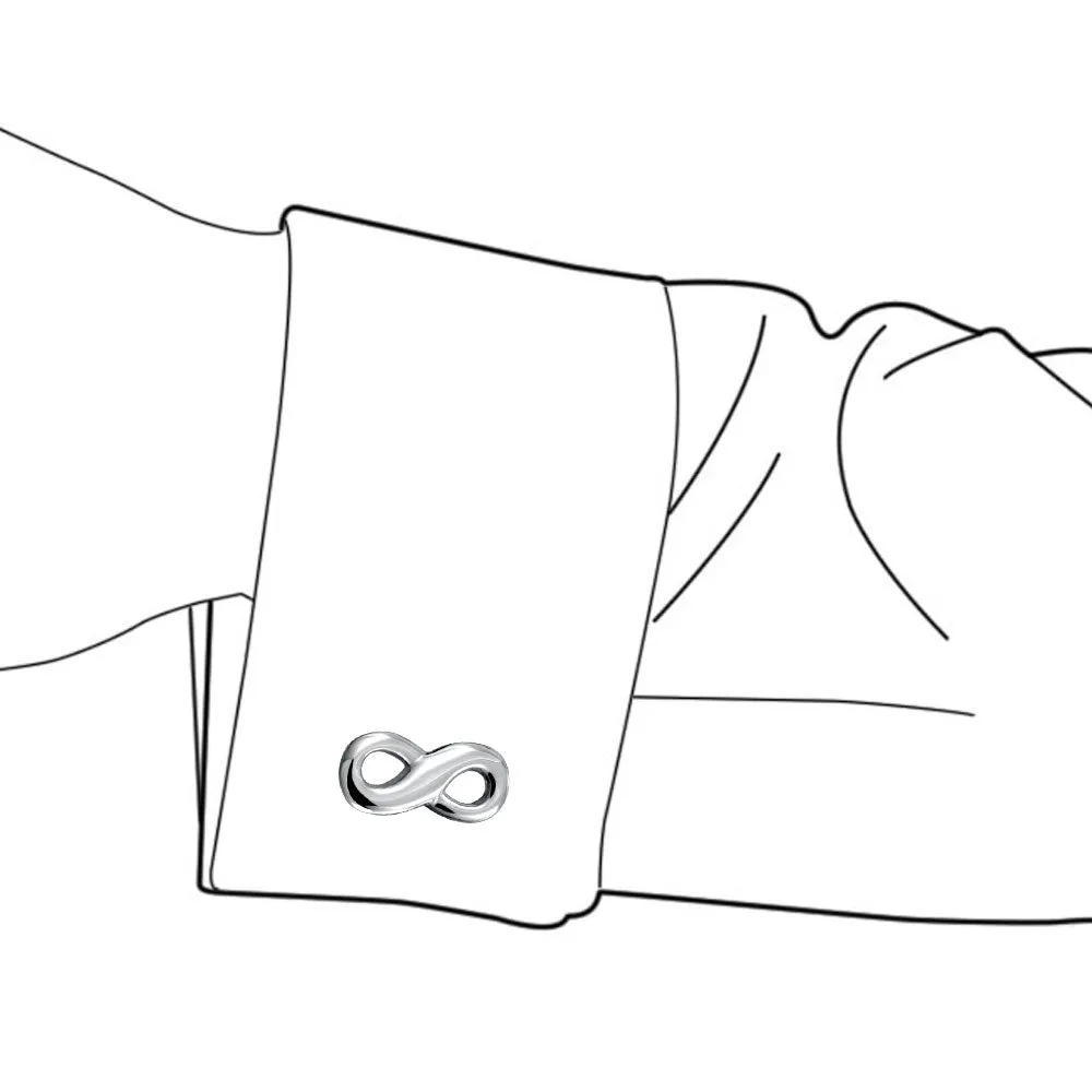 Forever Love Infinity Shirt Cufflink for Men - Sterling Silver Wedding Gift