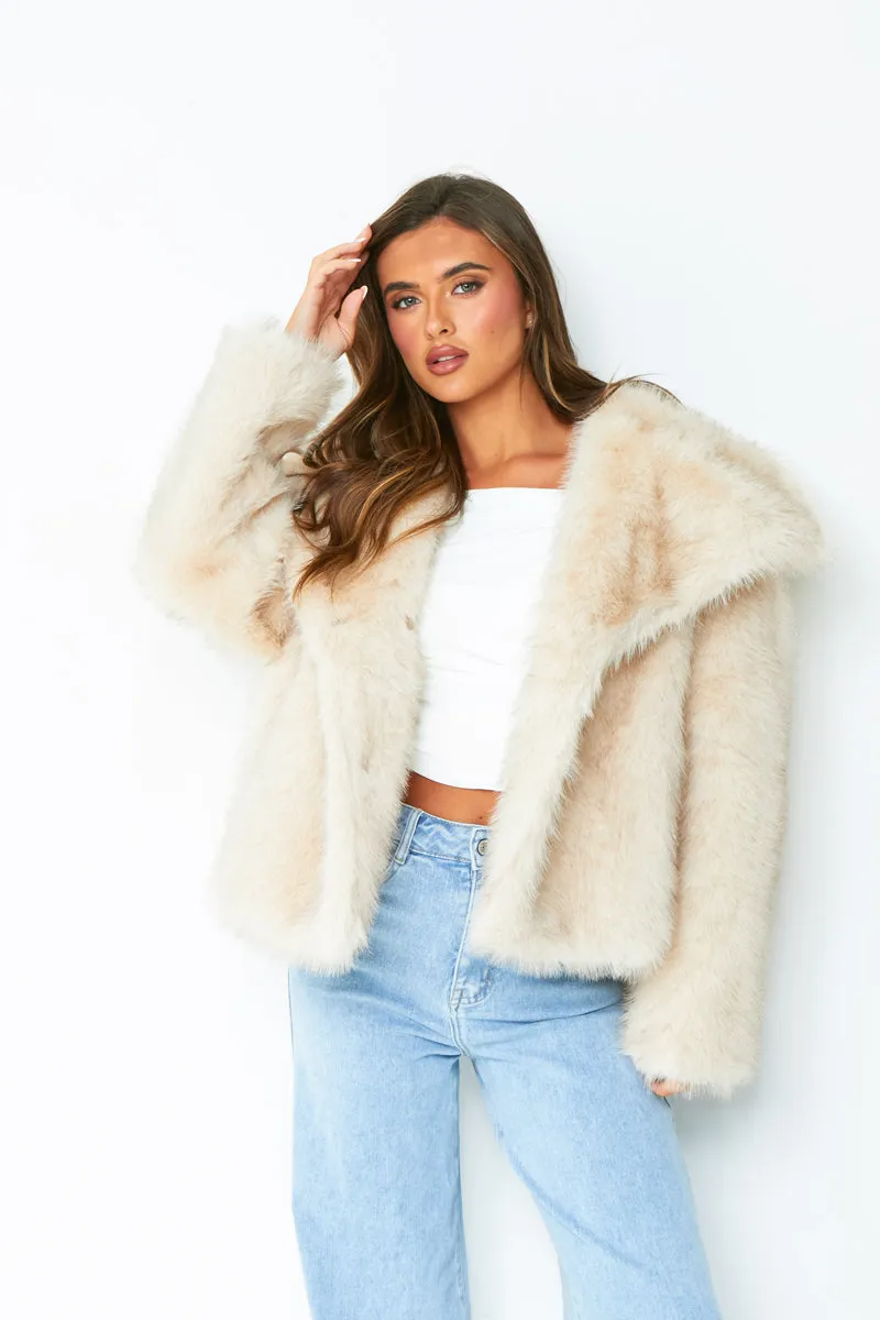 Freya Cream Oversized Faux Fur Coat