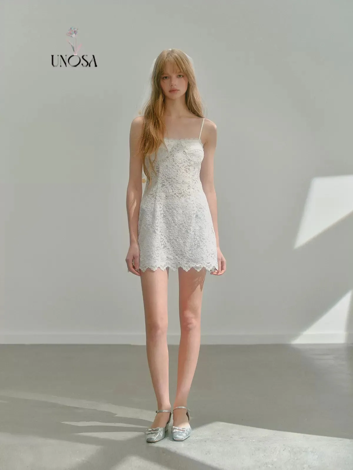 Halter-neck & Slip Floral Lace Short Dress