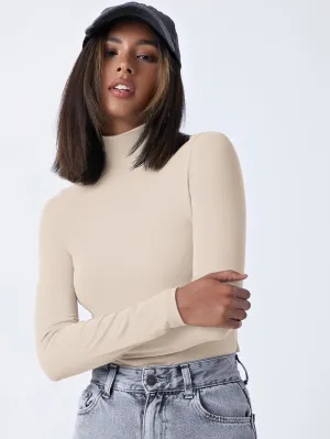 High Neck Solid Fitted Tee