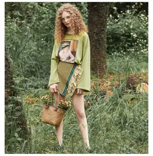 JAM PRINCESS WRAP FRONT MINI SKIRT IN CAMO GREEN