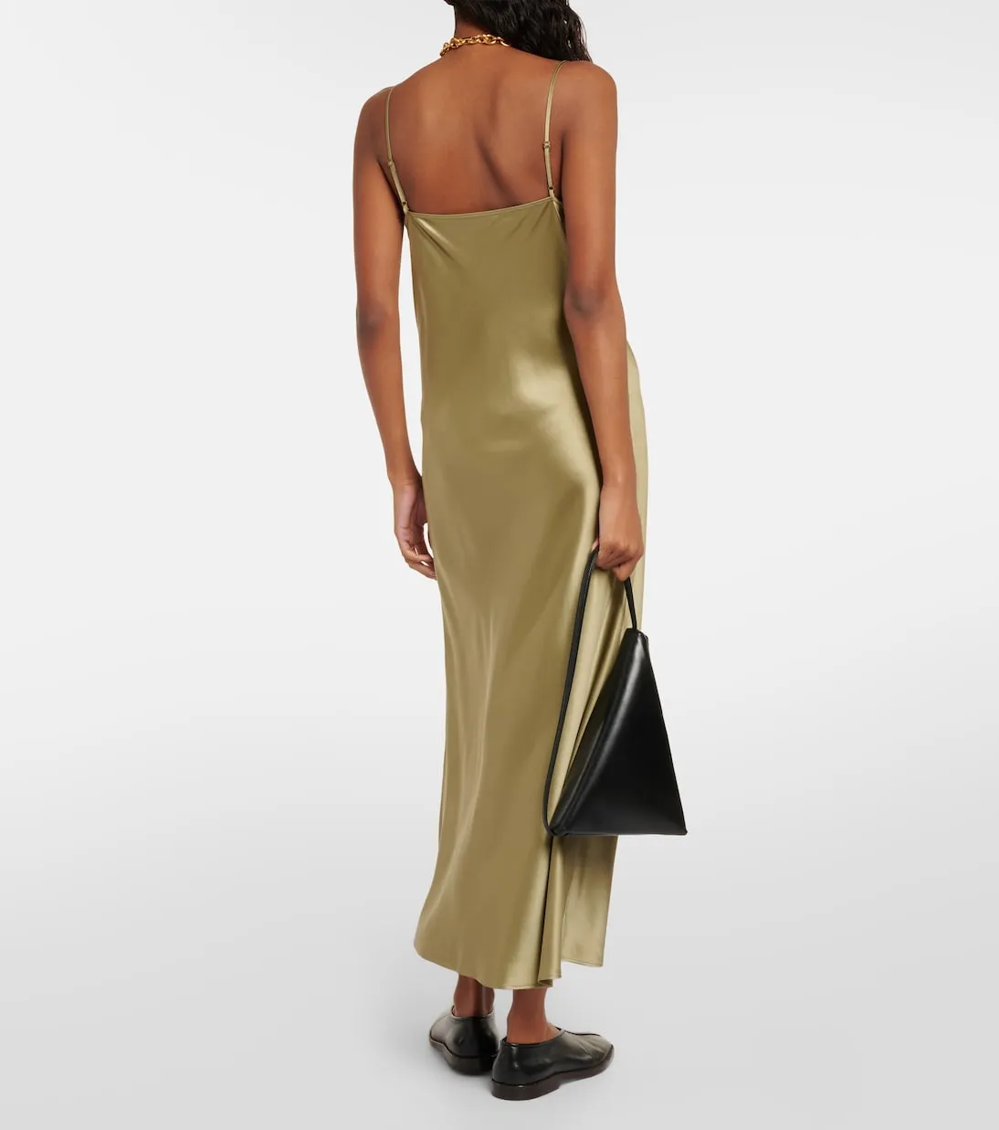Joseph silk satin clea slip dress, green