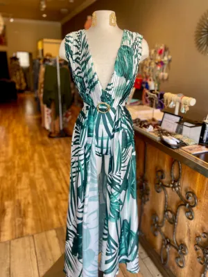 Leafy Bodysuit Wrap Dress FINAL SALE
