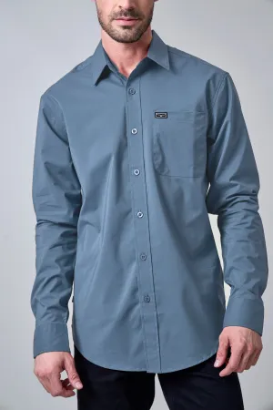 LINVILLE LONG SLEEVE-DRESS SHIRT-SLATE BLUE