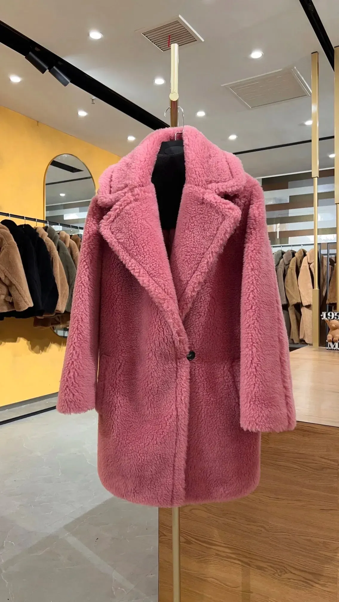 Max Short Teddy Coat 62% Alpaca 26% Wool 12% Silk Coat Winter Thicken Women's Coat