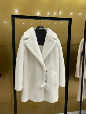 Max Short Teddy Coat 62% Alpaca 26% Wool 12% Silk Coat Winter Thicken Women's Coat