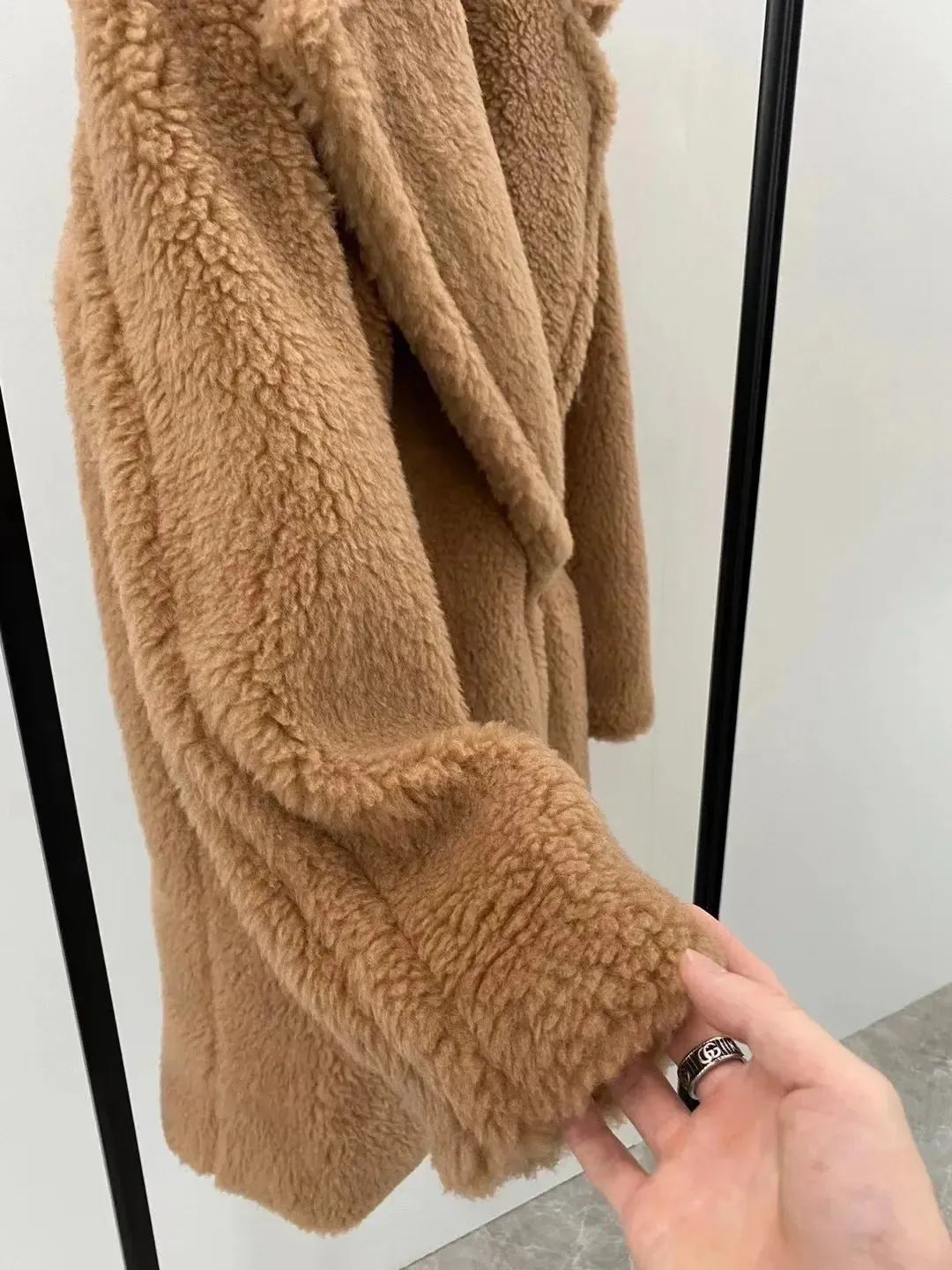 Max Short Teddy Coat 62% Alpaca 26% Wool 12% Silk Coat Winter Thicken Women's Coat