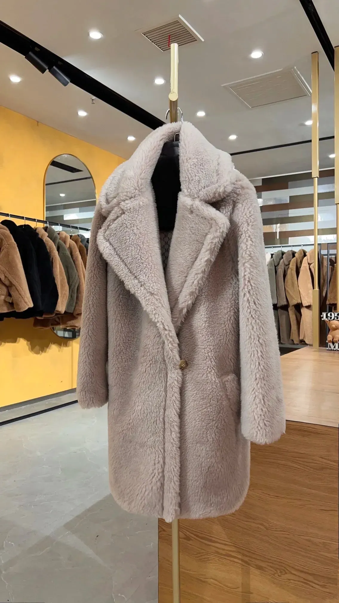 Max Short Teddy Coat 62% Alpaca 26% Wool 12% Silk Coat Winter Thicken Women's Coat